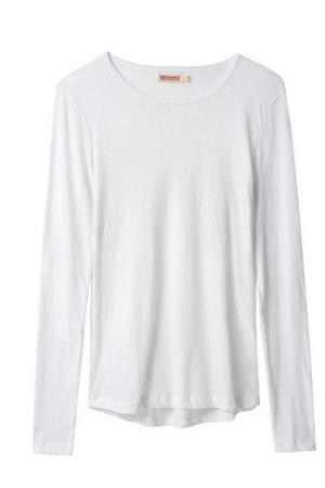 Long Sleeve Shirttail Cotton T-Shirt White