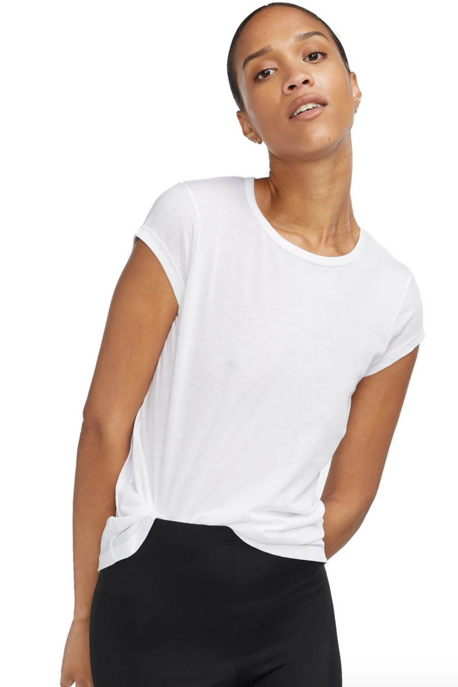 Short Sleeve Shirttail Cotton T- Shirt White