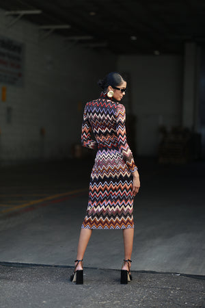 DRESS IN MULTI BROWN SHADES ON BLACK BASE