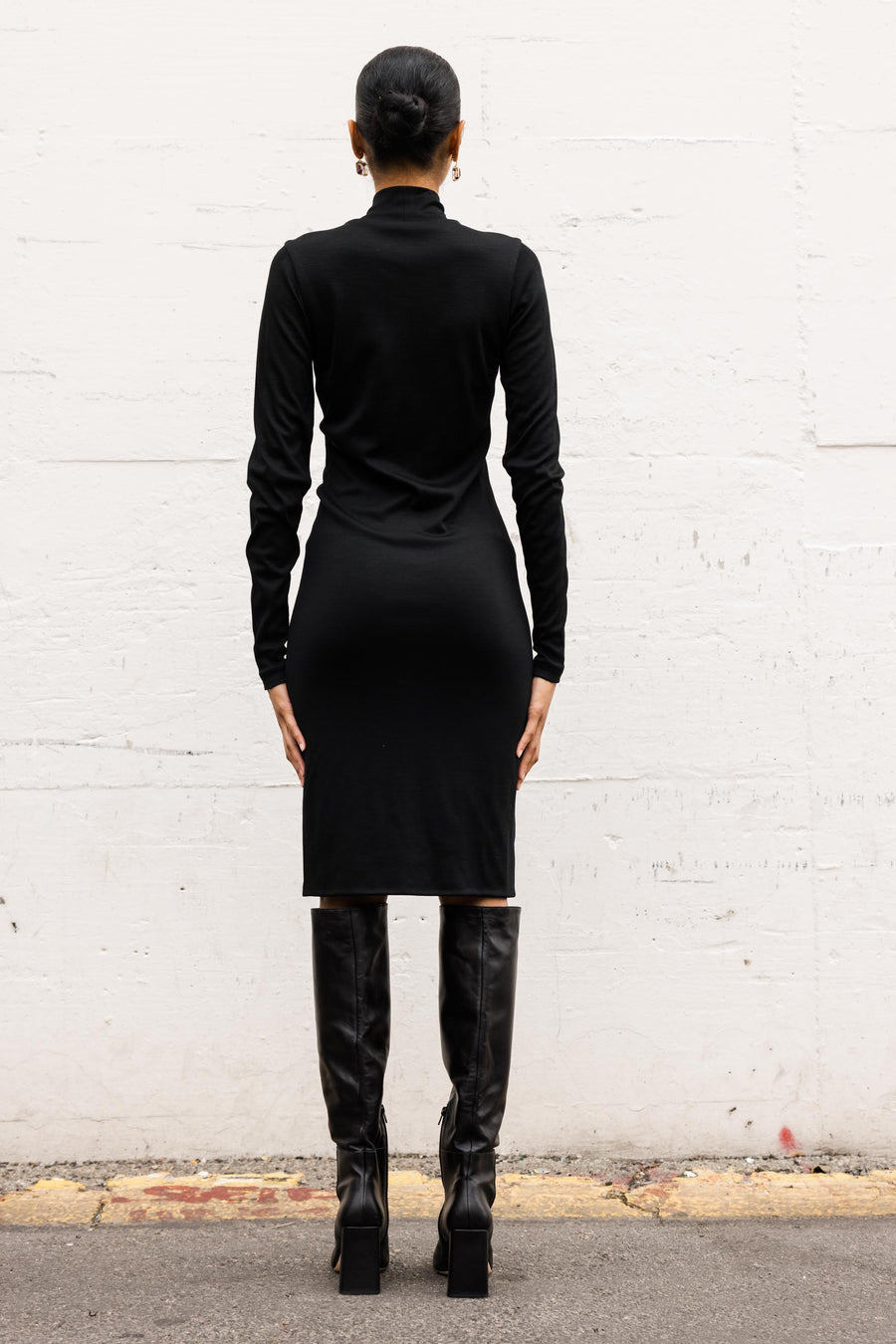 Knee Length Turtleneck Dress in Silk
