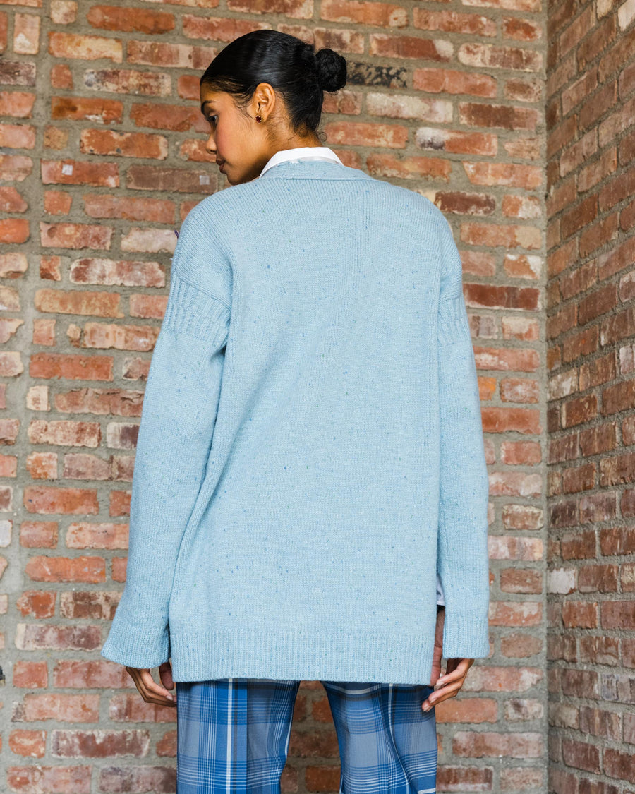 Marni Distressed Wool Cardigan 'Smoke Blue'