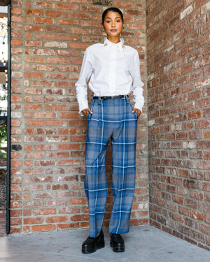 Blue Plaid Pattern Pants