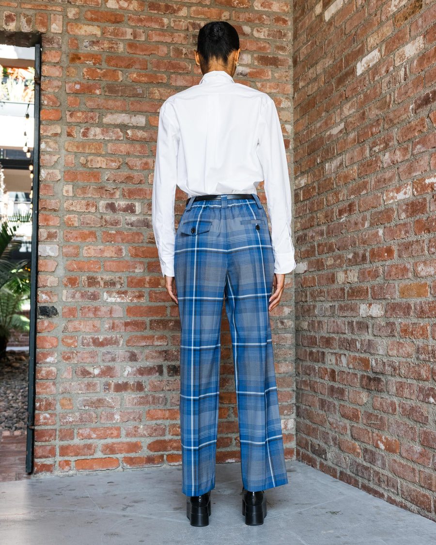 Blue Plaid Pattern Pants