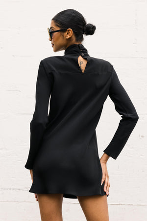 Mid Thigh Turtleneck Tunic in Black