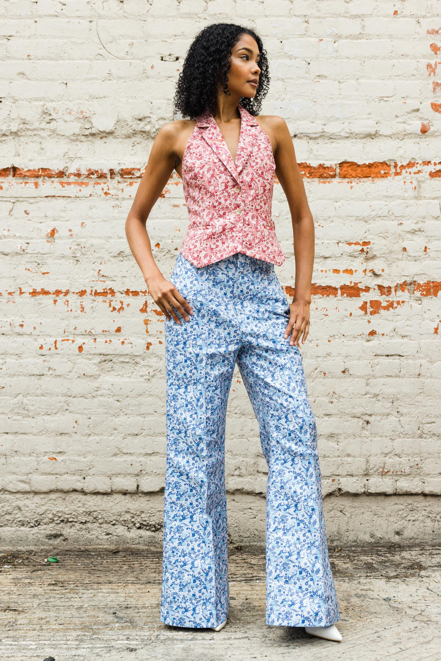 Paneled and Piped Flair in Mini Floral Jacquard