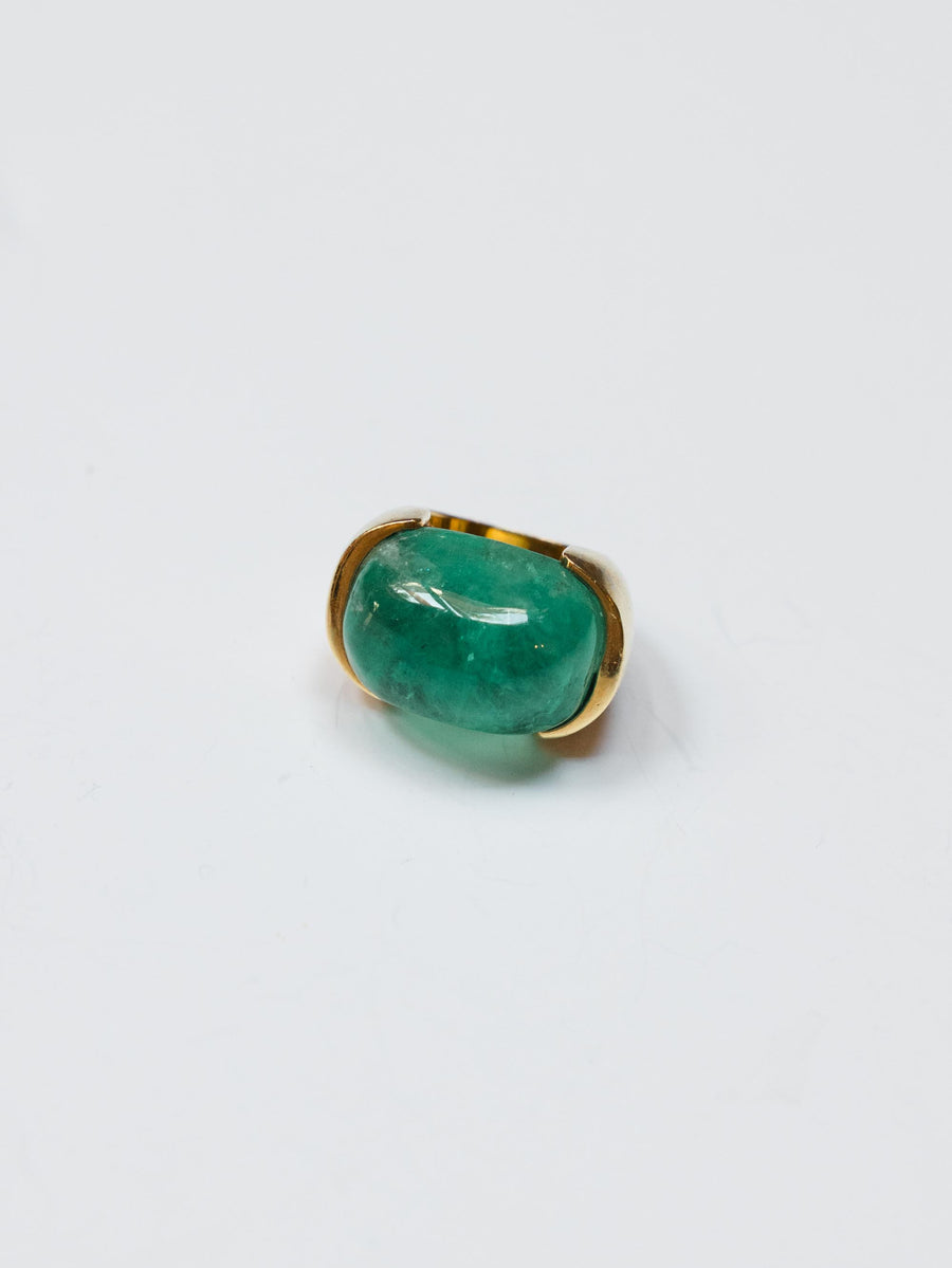 18K Gold Ring with 30 Carat Emerald Stone