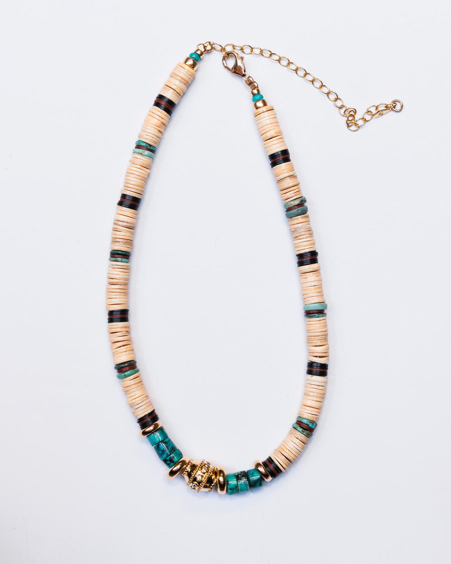 Puka Ivory Shell Tiger Navajo Necklace