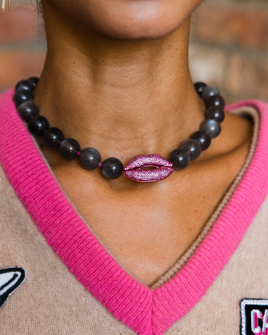 Pink Sapphire Lips Necklace