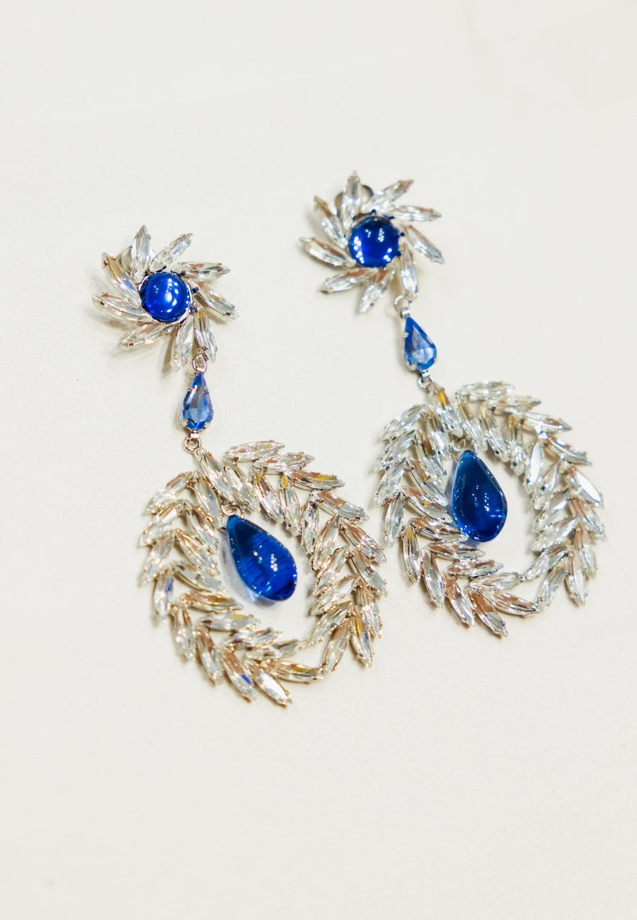 Giambattista Valli Metal Earrings in Dark Blue/Silver