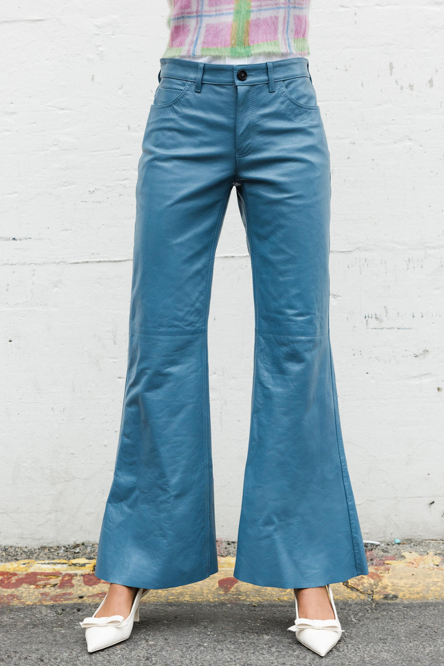 SS24 Marni Leather Pants in Blue