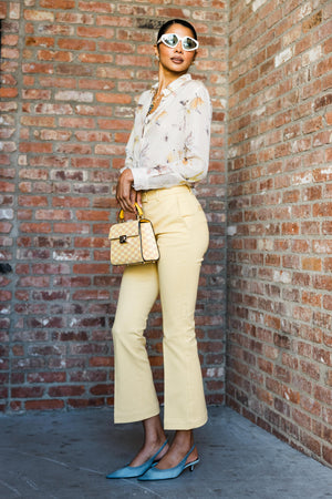 NELLIE C CROPPED BOOTCUT PANTS IN YELLOW