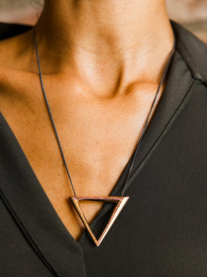 18K Rose Gold & 18K Blackened Gold Chain Triangle Pendant Necklace