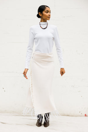 Midi Wrap Skirt in Cream