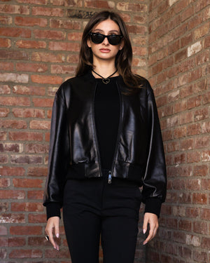 Black Leather Baseball Jacket