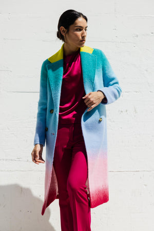 OMBRE DOUBLE BREASTED COAT IN MULTI