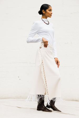 Midi Wrap Skirt in Cream