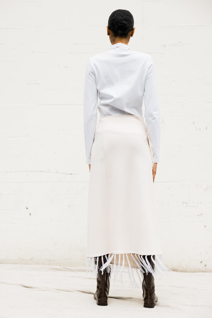 Midi Wrap Skirt in Cream