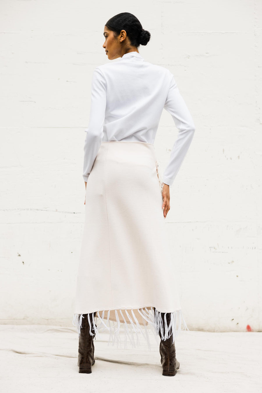 Midi Wrap Skirt in Cream