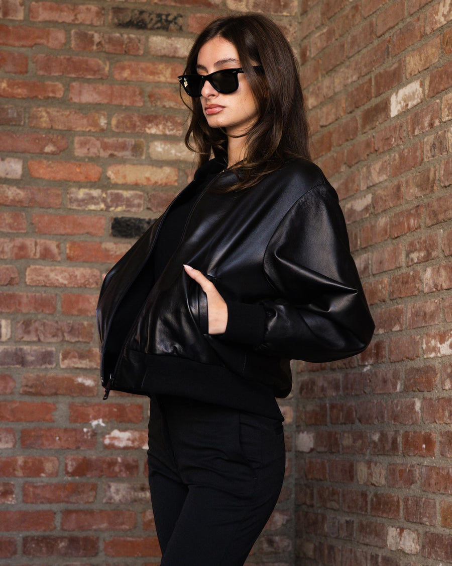 Black Leather Baseball Jacket