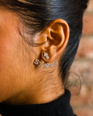 Rose Gold and Diamond Stand Up Ear Jacket Earring