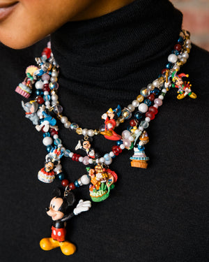 Mickey & Friends Vtg Charm Layered Necklaces