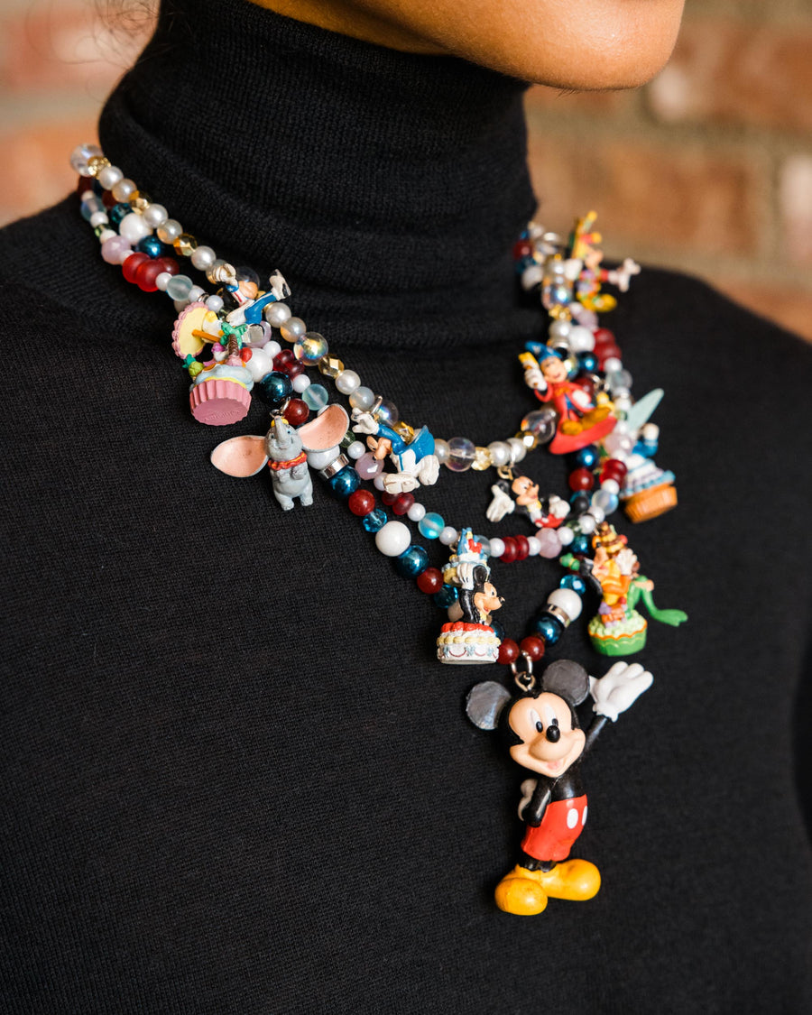 Mickey & Friends Vtg Charm Layered Necklaces