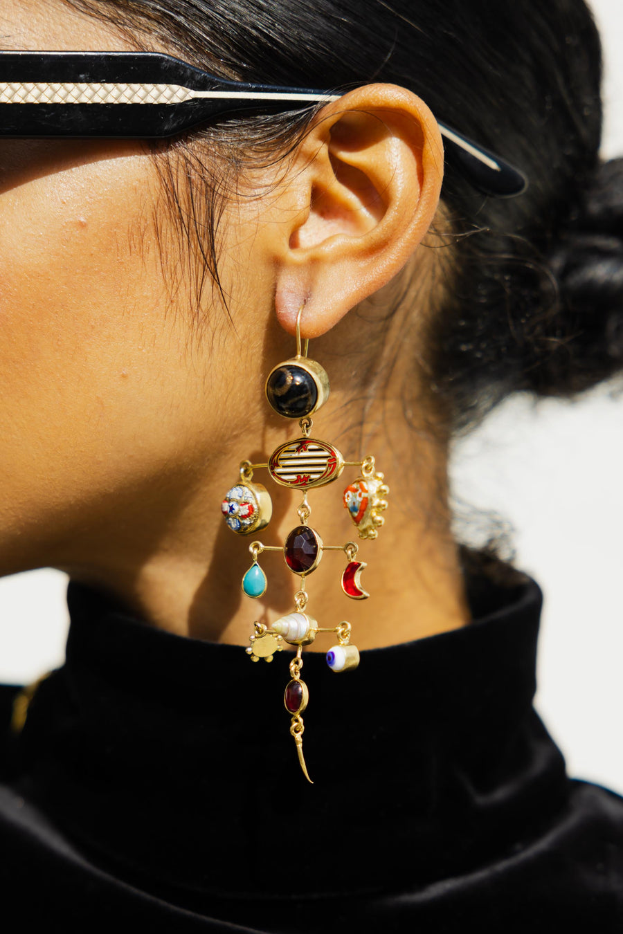 Multilayer Balance Victorian Drop Earrings in Red