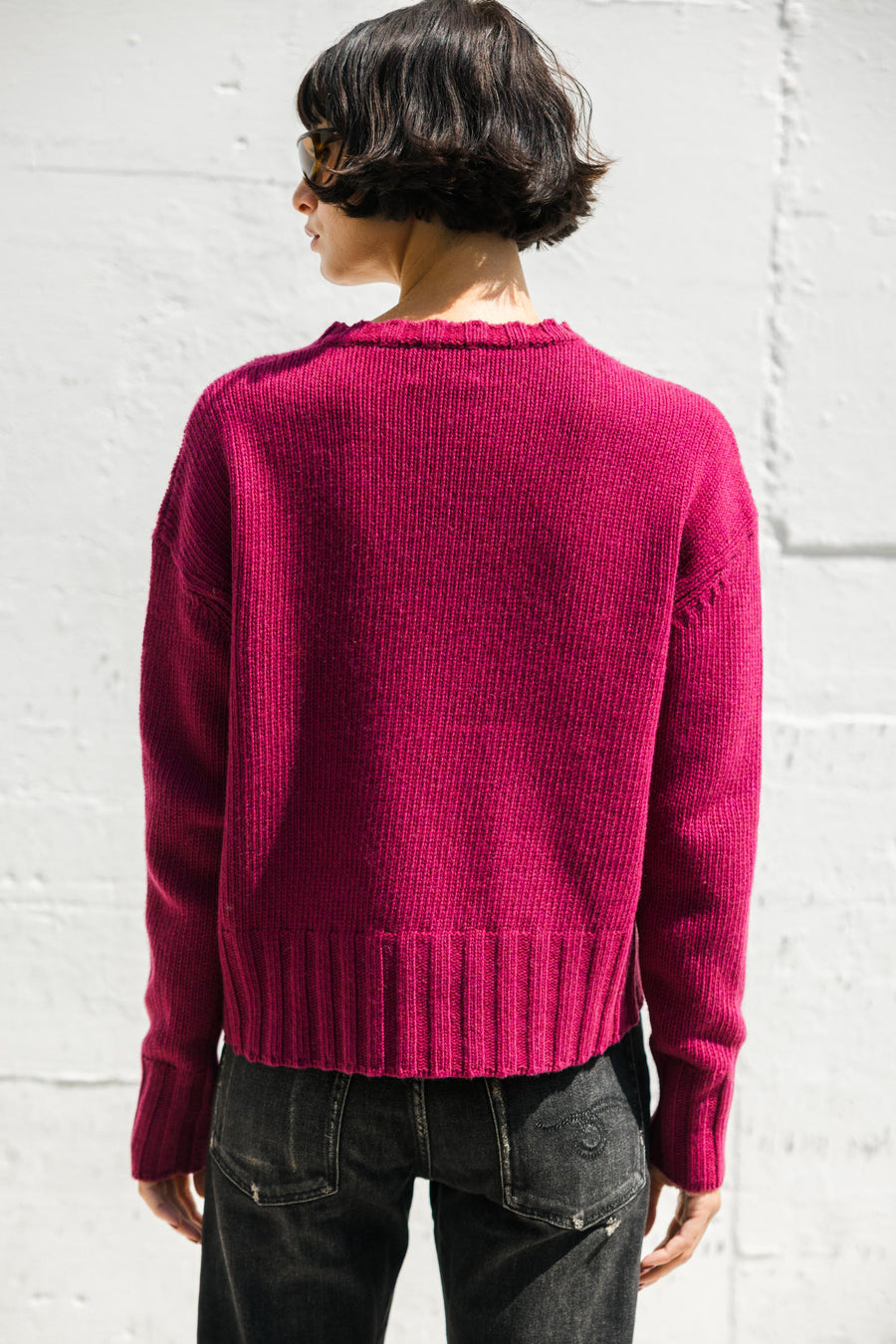 Lea Long Sleeve Sweater in Raspberry