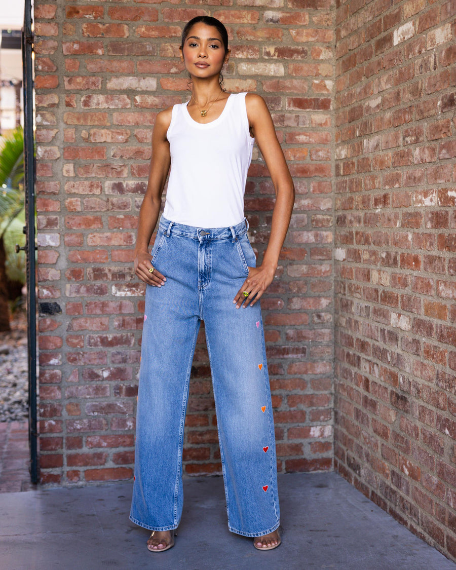 Embroidered Heart Jeans