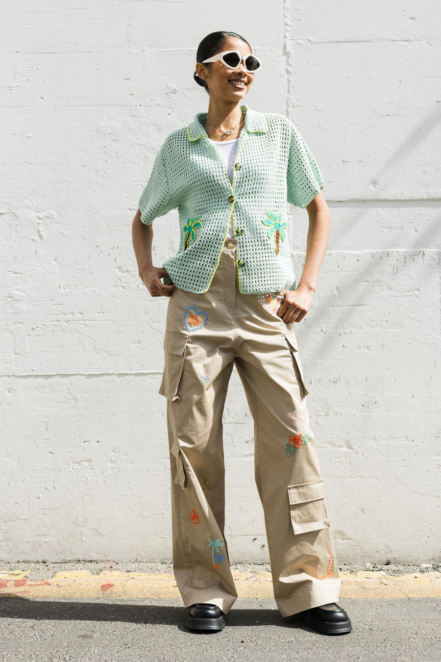 EMBROIDERED CALI CARGO TROUSER