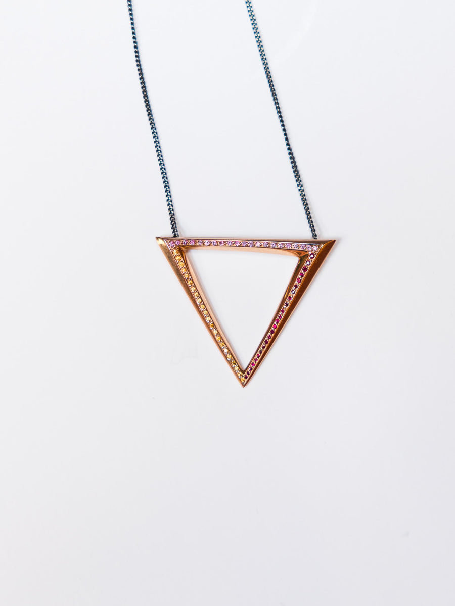 18K Rose Gold & 18K Blackened Gold Chain Triangle Pendant Necklace