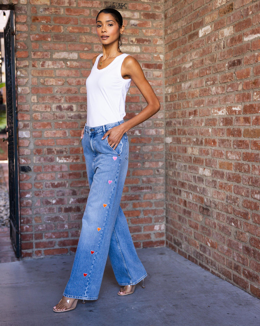 Embroidered Heart Jeans