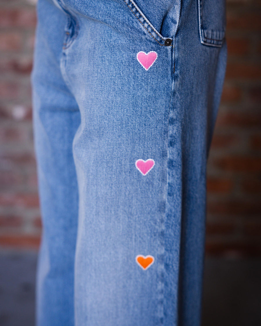 Embroidered Heart Jeans