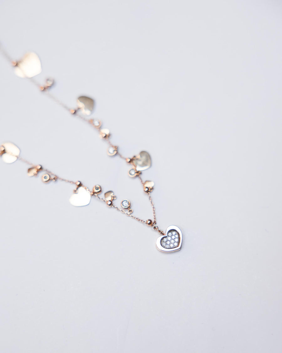 18k Gold Heart Chain with Diamonds