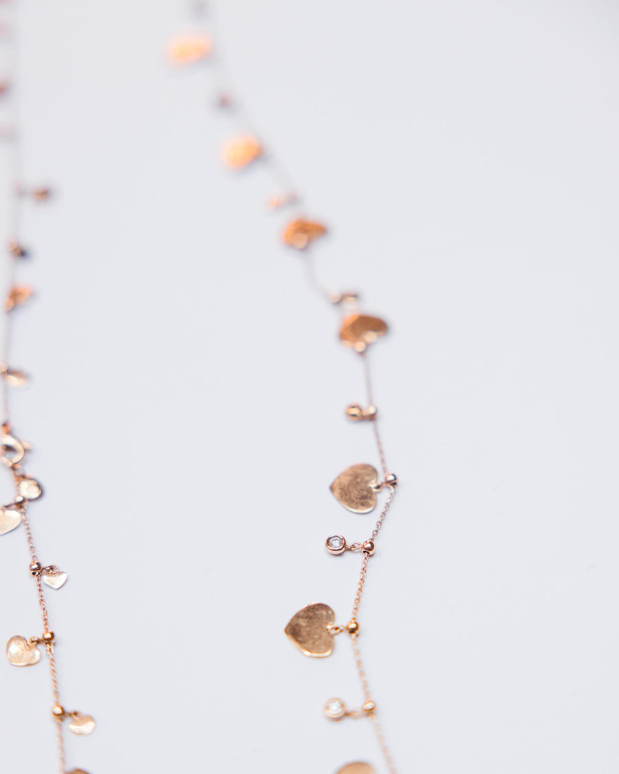 18k Gold Heart Chain with Diamonds