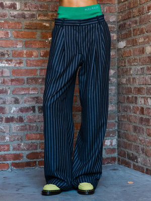 Flat Front Trousers with Detachable Knit Waistband