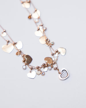 18k Gold Heart Chain with Diamonds