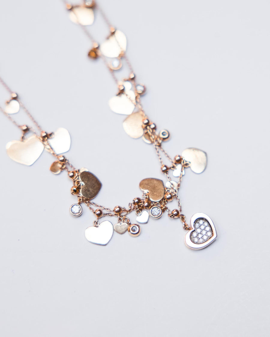 18k Gold Heart Chain with Diamonds