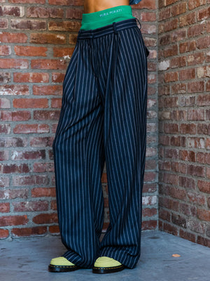 Flat Front Trousers with Detachable Knit Waistband