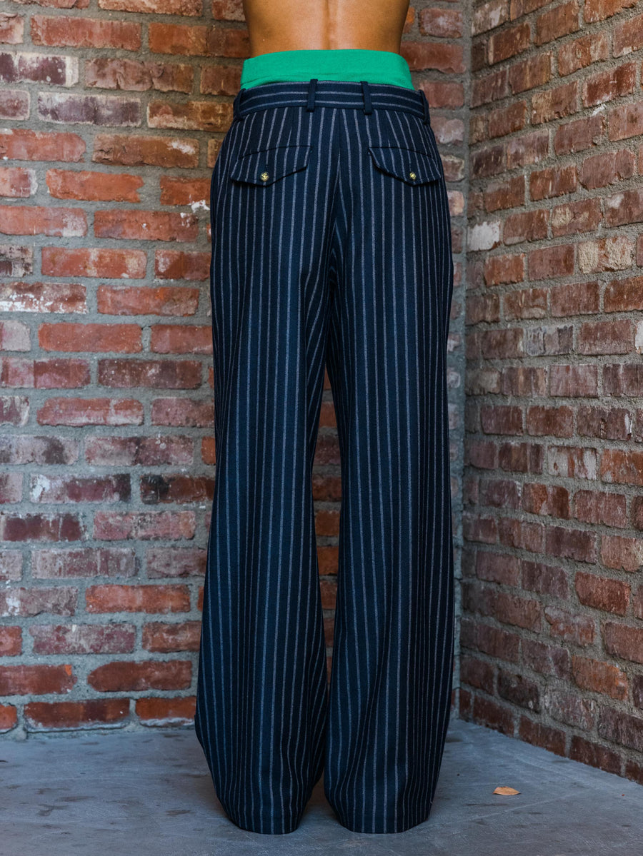 Flat Front Trousers with Detachable Knit Waistband