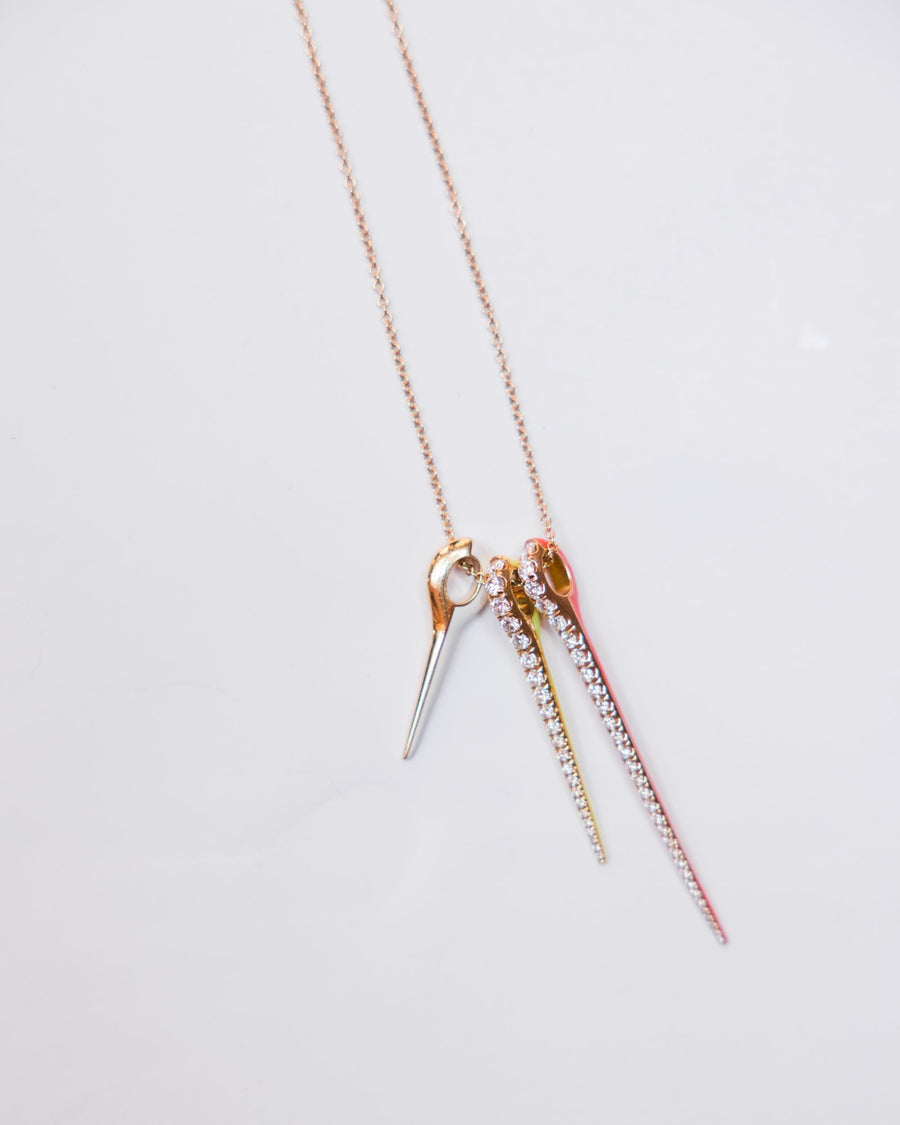 18k Lola Neon Pink Yellow Orange Needle Trio Necklace w/ Diamonds