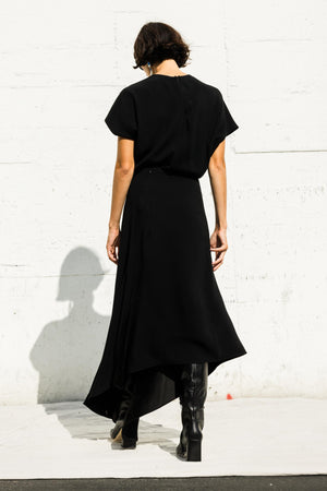 Draped Assymetric Dress in Black