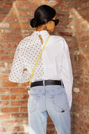 Marni Button Up Shirt in White w/ Black Polka Dots