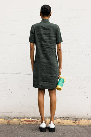 Stretch Linen Paola Dress in Green