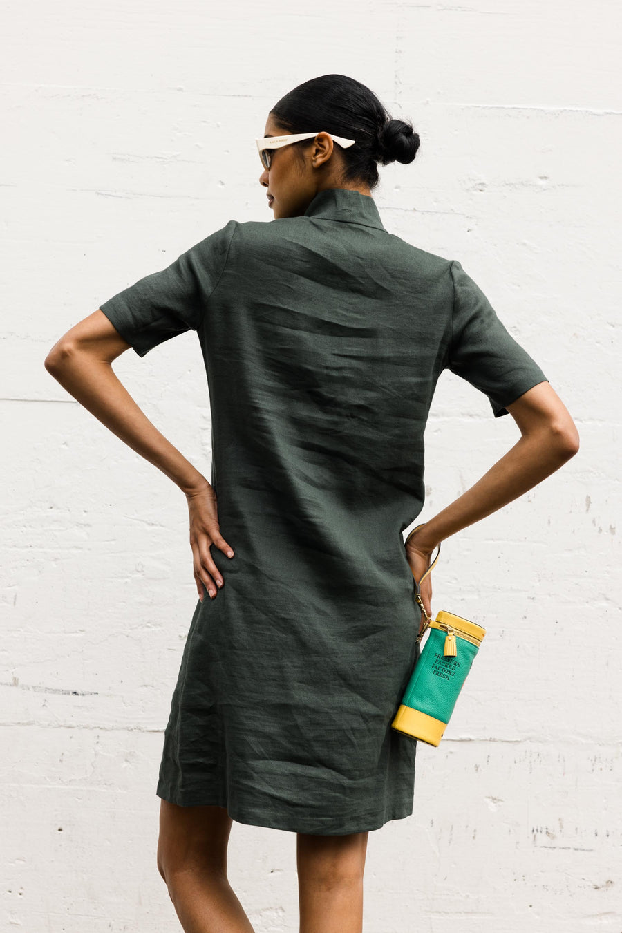 Stretch Linen Paola Dress in Green