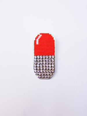 Emoji Bling Pill Brooch