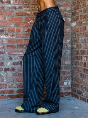 Flat Front Trousers with Detachable Knit Waistband