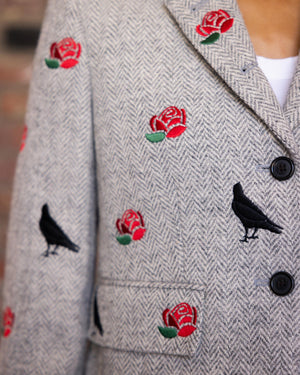 High Armhole Sport Coat in Satin Stitch Rose & Raven