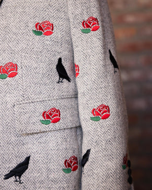 High Armhole Sport Coat in Satin Stitch Rose & Raven