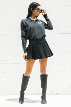 Mini Pleated Skirt in Black